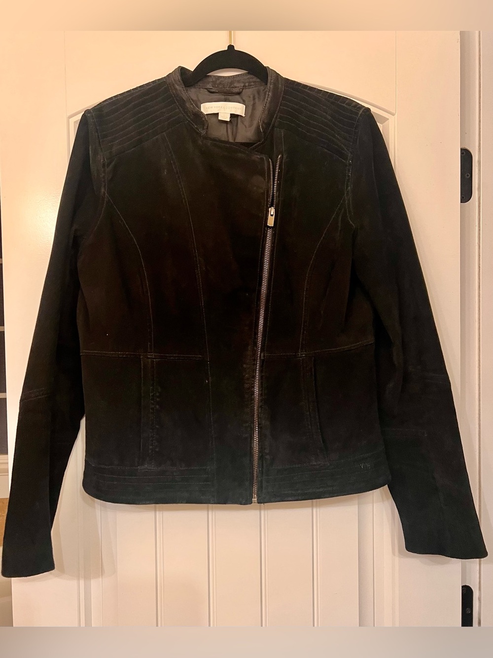 New York & Co Black Suede Moto Jacket Large
